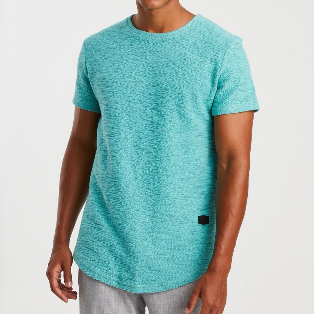 LEIF NELSON Round Neck Textured Shirt - Size Medium Anthracite